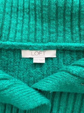 LOFT Women's Emerald Green Ribbed Sweater poncho